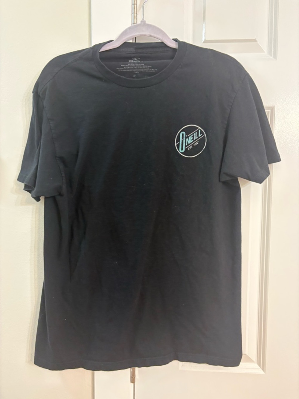 O'Neill Black Short-Sleeve Logo Tee with Teal Accent